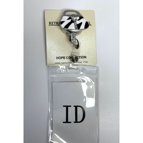 Retro Zebra Print Purse Badge Reel With ID Holder Lead Compliant & Nickel-Free H - Picture 1 of 3